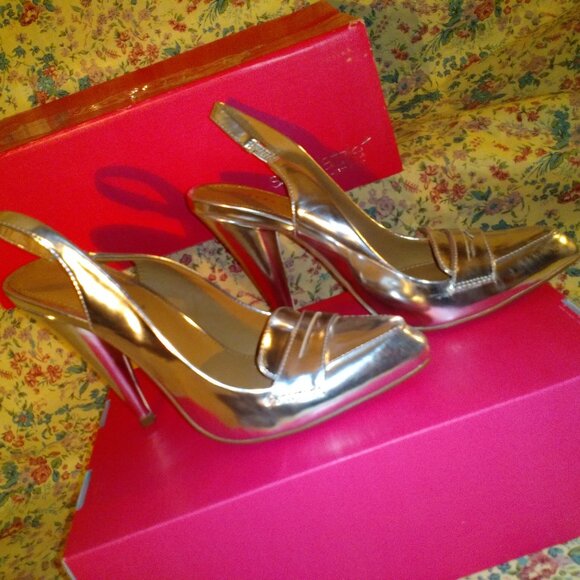 Shoedazzle Shoes pump Slingback Silver metallic Sz 8 *New in box - Picture 3 of 8